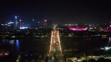 广东佛山城市夜景灯光交通航拍