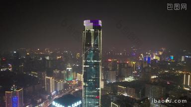 湖南<strong>长沙国金中心</strong>城市夜景航拍