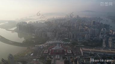 中国澳门城市清晨航拍