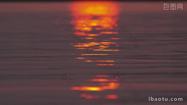 海边海水海浪夕阳太阳倒影