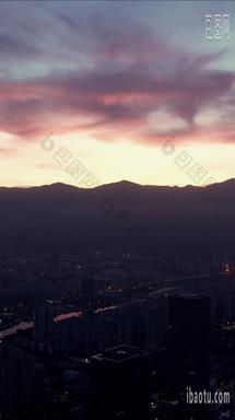 福建福州城市清晨日出彩霞竖屏航拍