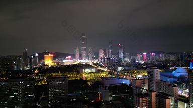 航拍广东东莞国贸中心cbd夜景