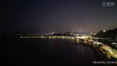 航拍广东珠海城市风光夜景