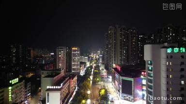 航拍广西钦州城市夜景灯光