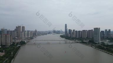 航拍广州城市风光琶洲大桥