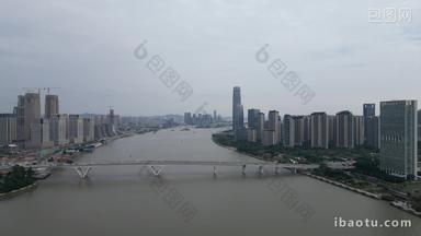 航拍广州城市风光琶洲大桥