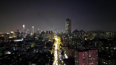 航拍广州城市夜景灯光