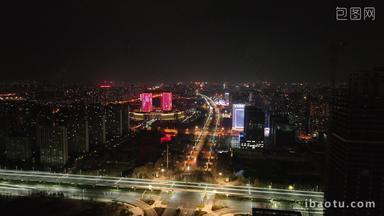 济宁文化中心夜景航拍实拍