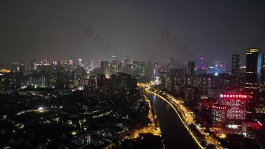 <strong>航拍成都</strong>锦江区府河夜景<strong>成都</strong>夜景