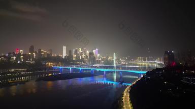 航拍<strong>重庆</strong>长江大桥夜景