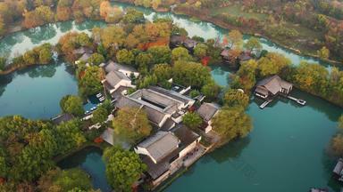 杭州西溪湿地公园秋色航拍