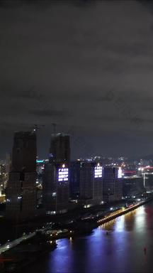 航拍广东广州城市夜景cbd夜景