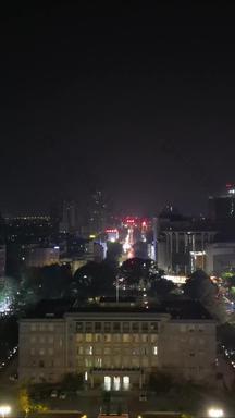 航拍广东湛江国贸大厦夜景竖版视频