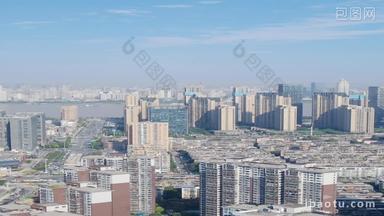 城市航拍湖北武汉城市高楼建设竖屏