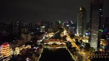 <strong>成都</strong>廊桥安顺桥夜景<strong>航拍</strong>