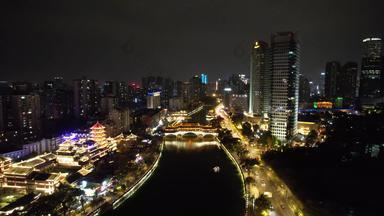 <strong>成都</strong>廊桥安顺桥夜景<strong>航拍</strong>