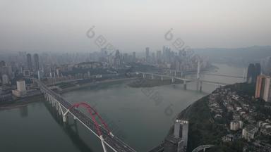 <strong>重庆</strong>城市风光菜园坝大桥交通航拍