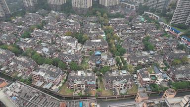 重庆城市高档住宅小区别墅航拍