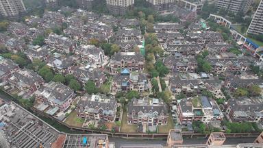 重庆城市高档住宅小区别墅航拍