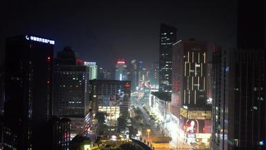 重庆观音桥商业圈CBD夜景灯光航拍