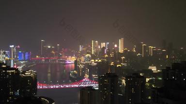 重庆山城夜景灯光航拍