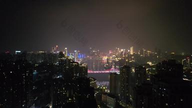 重庆山城夜景灯光航拍