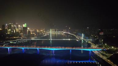 重庆长江大桥夜景交通航拍
