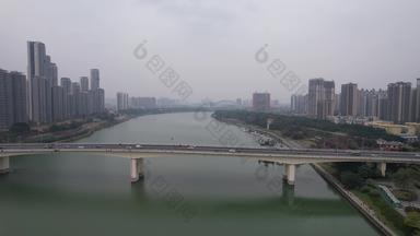 广西南宁邕江大桥交通桥梁航拍
