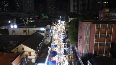 广西南宁中山路美食街夜景航拍