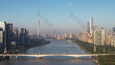广州珠江两岸商务建筑高楼大厦航拍