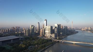 广州珠江两岸商务建筑高楼大厦航拍