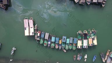 海边渔村渔船广西北海航拍