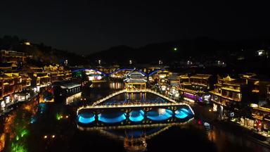 湖南湘西凤凰古城著名旅游景区航拍