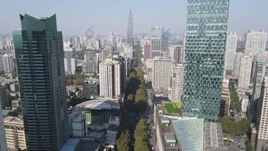 江苏南京新街口商务建筑高楼航拍