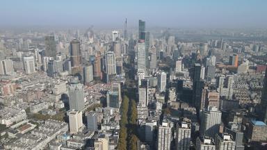 江苏南京新街口商务建筑高楼航拍