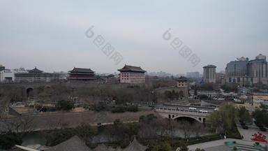 陕西西安古城墙永宁门历史文化古建筑航拍