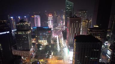 中国<strong>重庆</strong>观音桥商业区夜景灯光航拍
