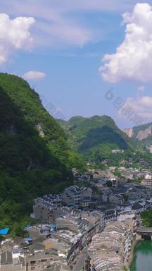 旅游景区贵州侗族特色建筑竖屏航拍