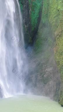 旅游景区湖南湘西大龙洞瀑布竖屏航拍
