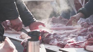 年味市场春节卖猪肉