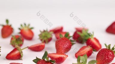 新鲜<strong>草莓</strong>水果实拍4k