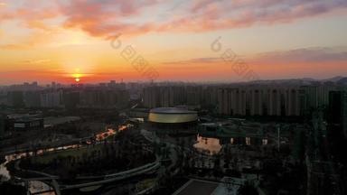杭州拱墅区大运河亚运公园清晨
