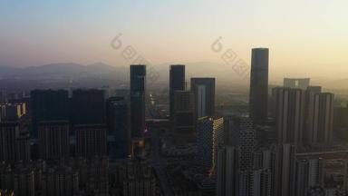 杭州余杭未来科技城清晨航拍