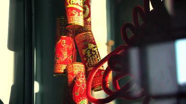 过年喜庆炮<strong>竹</strong>中国结贴纸装饰