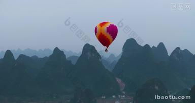 广西桂林山水和<strong>热气球</strong>风光