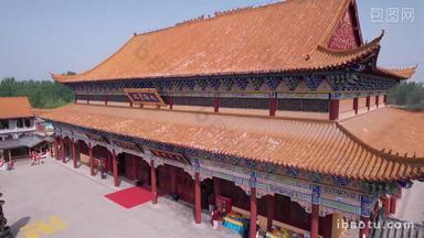 中国古建筑航拍宗教寺庙大雄宝殿