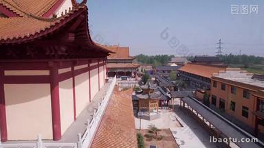中国古建筑航拍寺庙大雄宝殿宗教