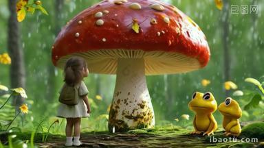 蘑菇伞下童话场景
