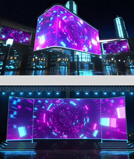 宽屏幕粉色大气圆形动态隧道展示视频图片
