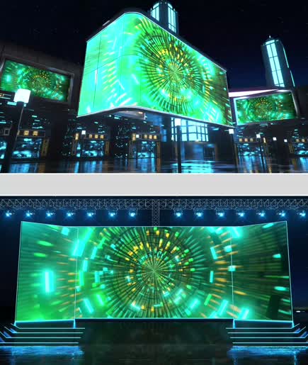 宽屏幕绿色粒子线条光芒展示dj舞台视频图片